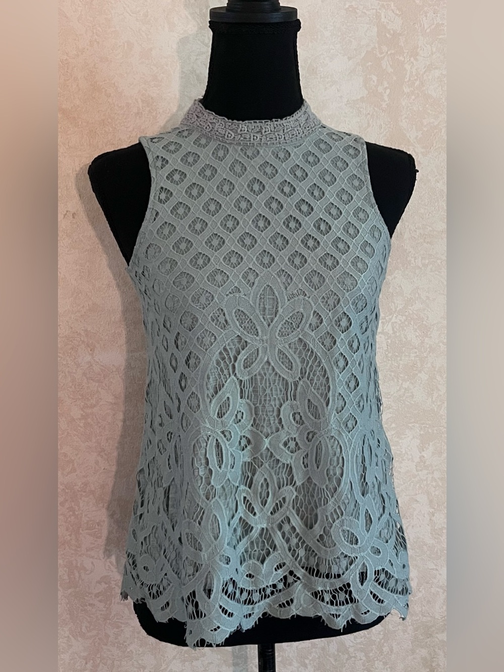 Sage green lace tank